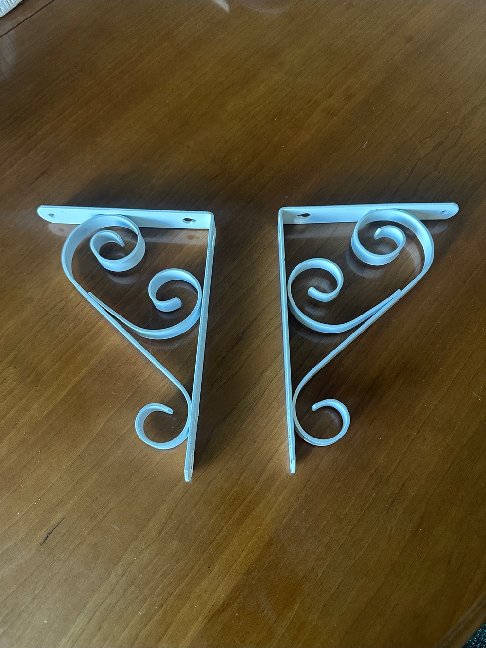 White Decorative Metal Wall Bracket Pair - Home Wall Decor